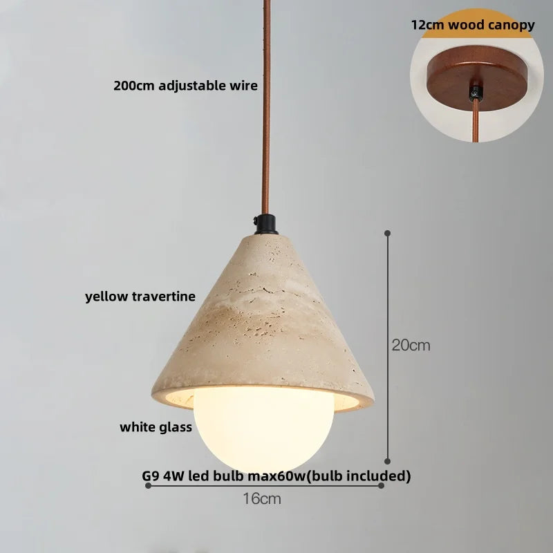 DecorBites™ LED Gourd Pendant Light Aisle Hotel Living Room Fixture Glass Travertine Hang Lamp
