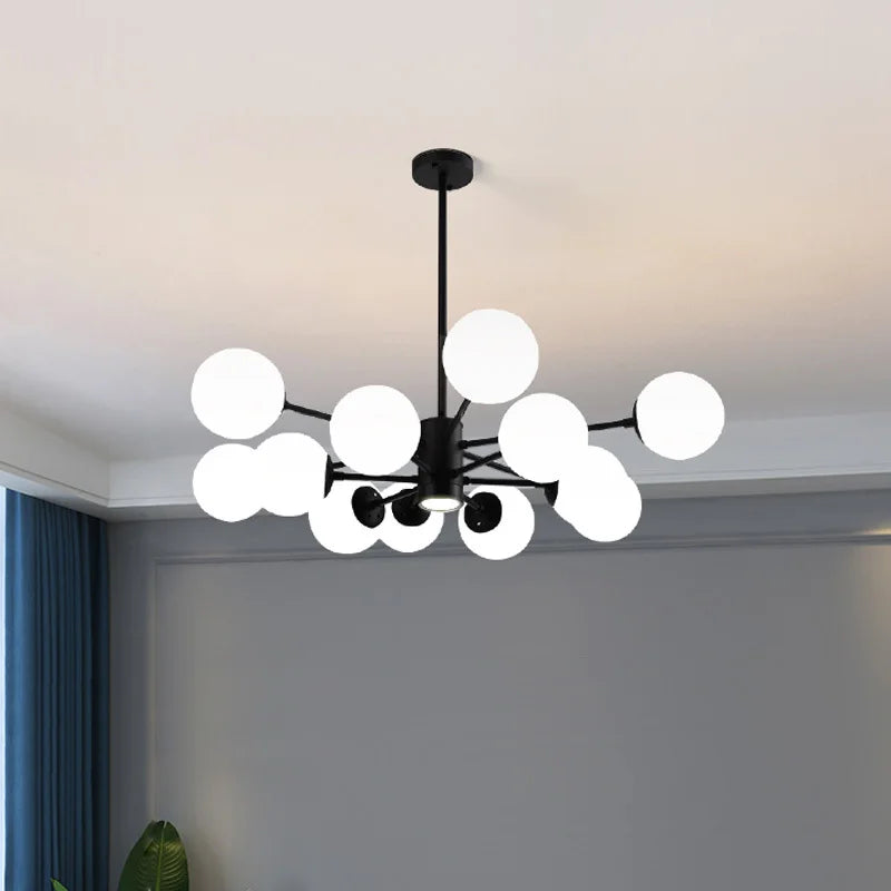 DecorBites™ Glass Ball Chandelier - Art Deco Black Pendant Lighting for Home Dining Room