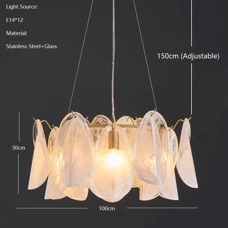 DecorBites™ LED Glass Hanging Lamp Golden Leaf Shape Modern Pendant Light