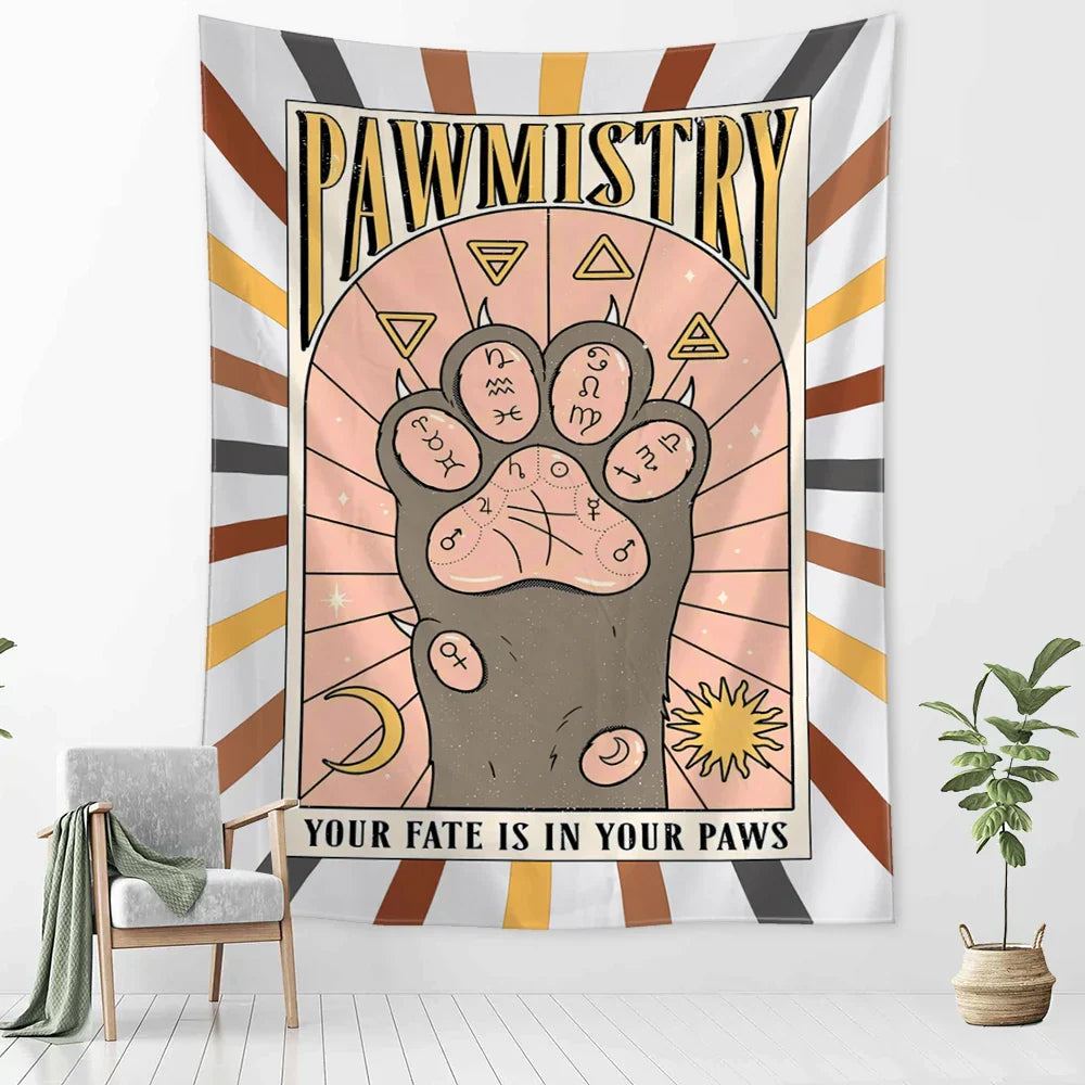 DecorBites™ Cartoon Cat Claw Tapestry Wall Hanging Abstract Art Home Decor