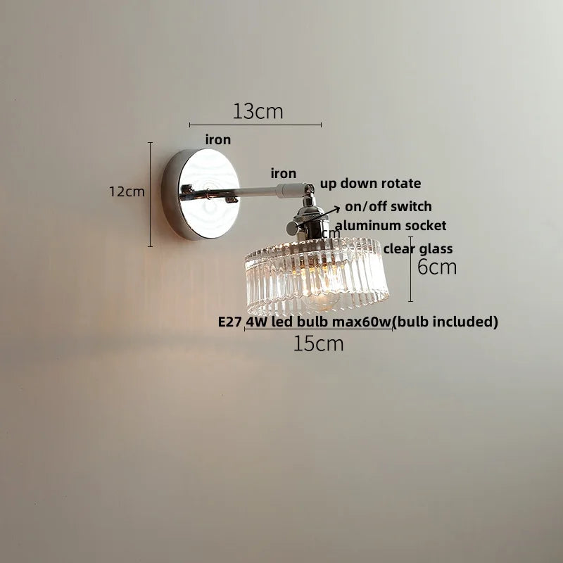 DecorBites™ Clear Glass LED Wall Sconce Pull Chain Modern Light Fixtures