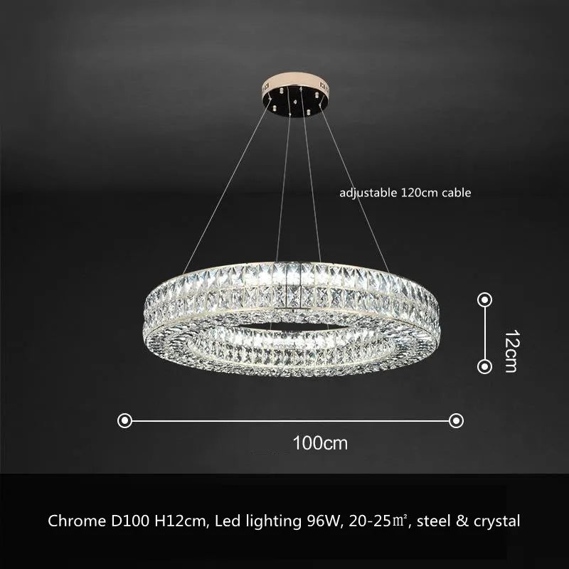 DecorBites™ Crystal LED Pendant Light: Luxury Steel Hanging Lamp for Modern Foyer, Dining Room