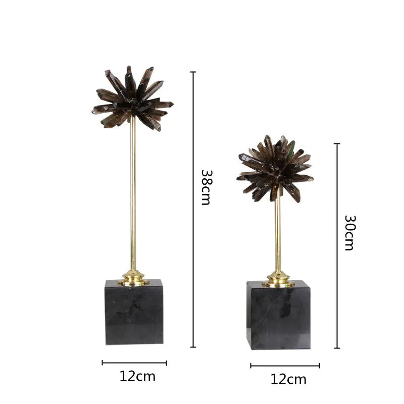 DecorBites™ Crystal Handicraft Artificial Flower Metal Figurine Home Decor Accessory