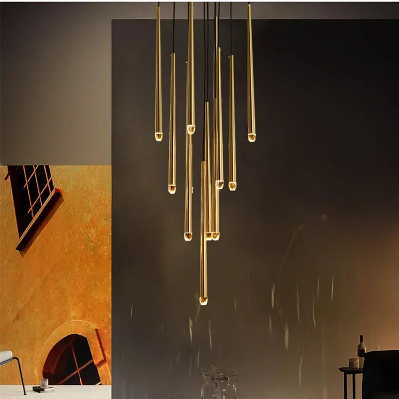 DecorBites™ Gold Led G9 Pendant Chandelier for Modern Villa Stairs & Home Decor