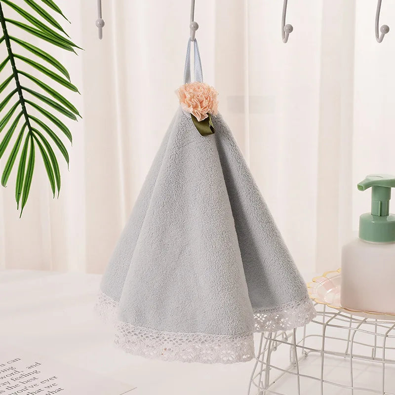 DecorBites™ Lace Dress Baby Hand Towel: Soft, Absorbent, and Cute for Kitchen & Bathroom
