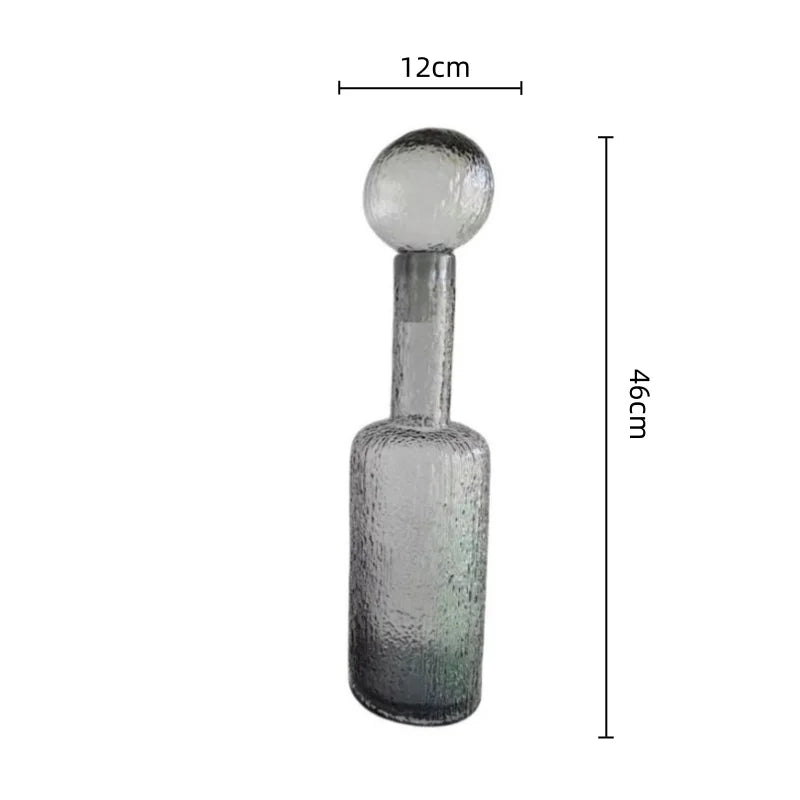 DecorBites™ Grey Round Glass Vase Hammer Lid Terrarium Home Decoration
