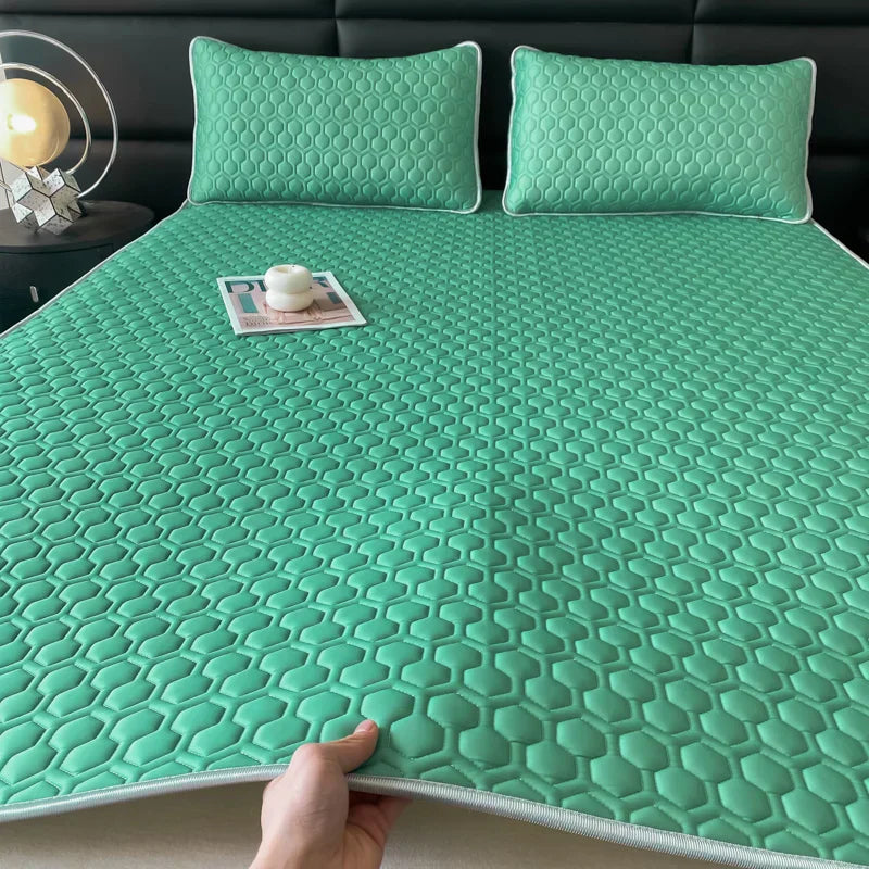 DecorBites™ Cool Latex Filled Bed Sheet Set with Ice Silk Cooling Mat & Pillowcases