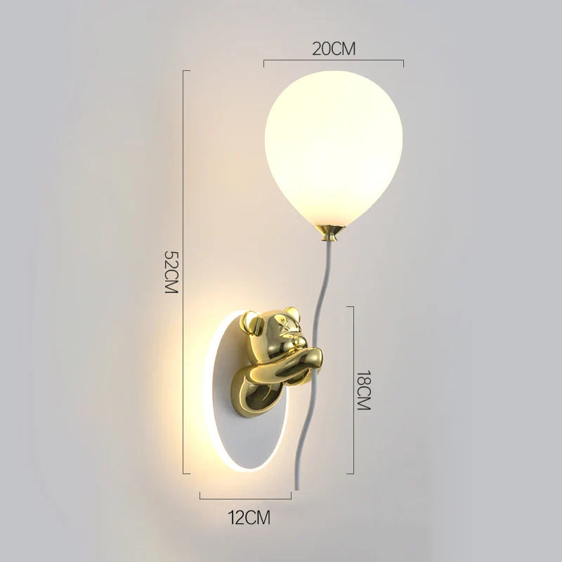 DecorBites™ Bear Balloon Wall Light: Kawaii Cartoon Lamp for Children's Room & Bedroom