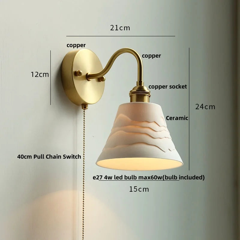 DecorBites™ Clear Glass LED Wall Sconce Pull Chain Switch Modern Stair Light