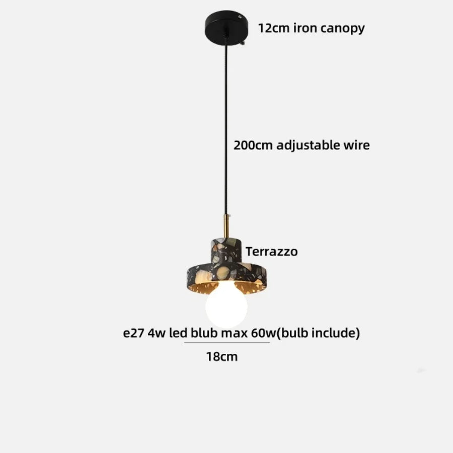 DecorBites™ Black Terrazzo LED Pendant Lamp for Dining Living Room Staircase