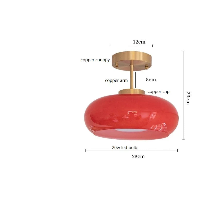 DecorBites™ Copper Bauhaus LED Pendant Light - Orange Glass Fixture for Home Indoor Lighting