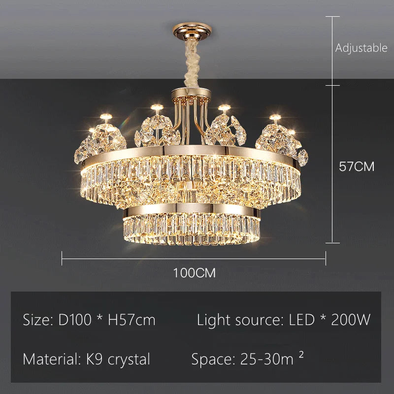 DecorBites™ Luxe Crystal Ceiling Chandelier - Elegant Home Decor Hanging Light for Living Room