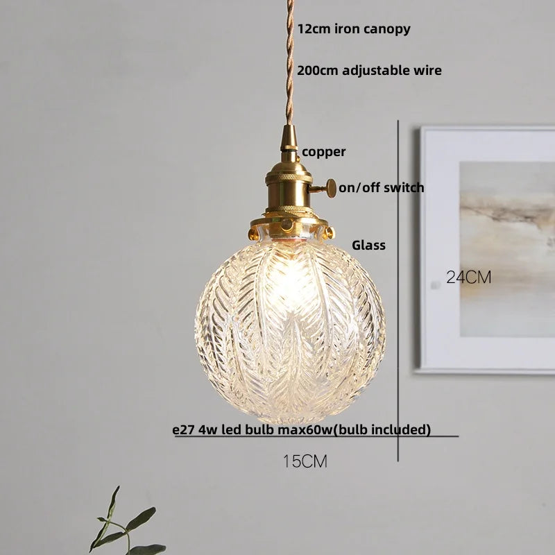 DecorBites™ Brass LED Pendant Light Fixture Clear Glass Nordic Modern Hanging Lamp