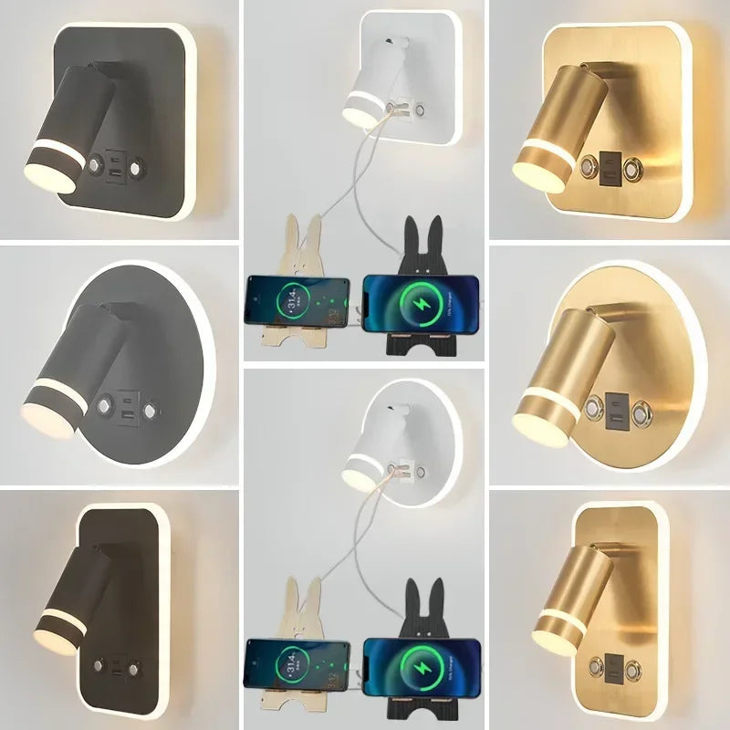 DecorBites™ LED USB Reading Wall Lamp with Dimmable Metal Body and Acrylic Shade