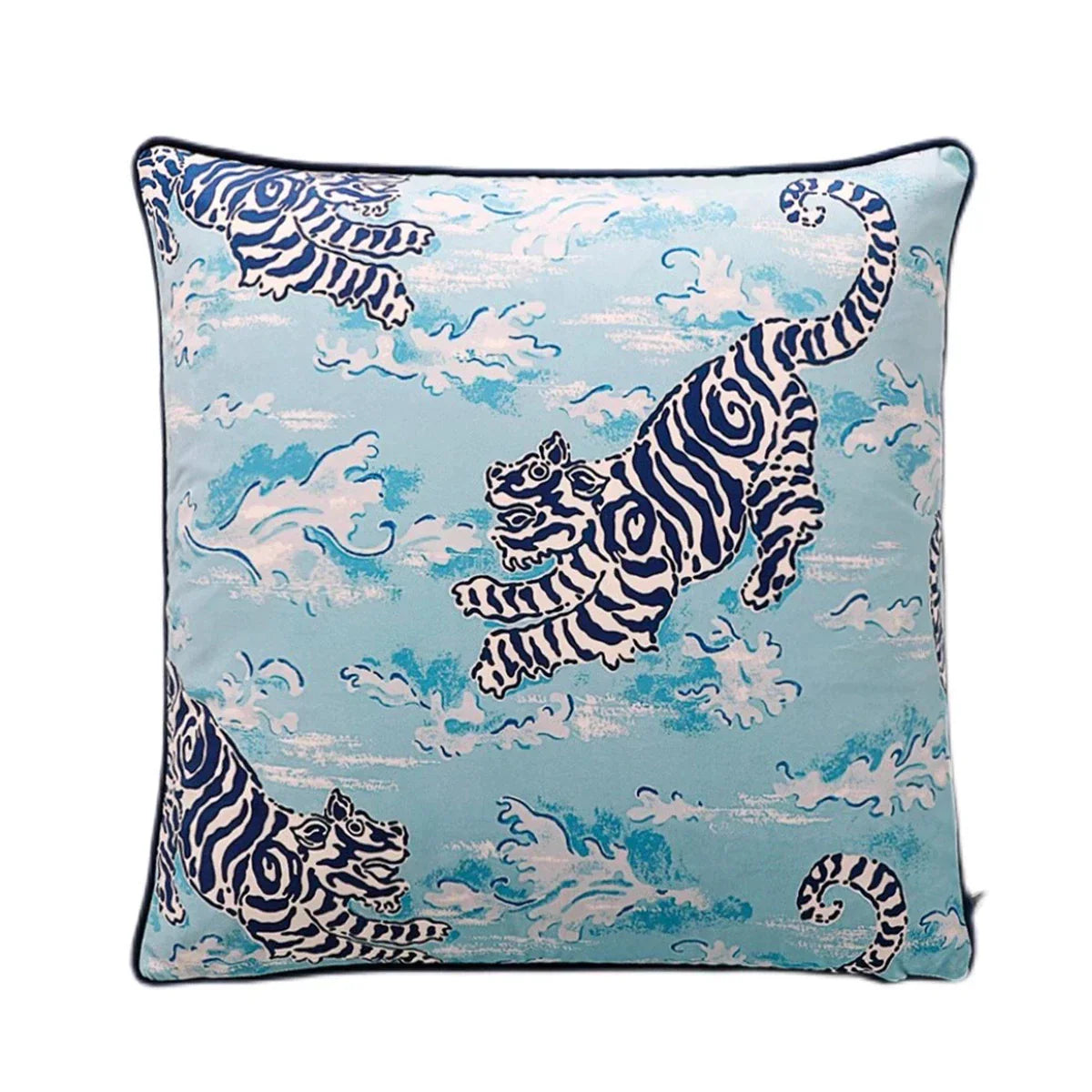DecorBites™ Blue Lion Dog with Lemon Trees Lumbar Pillow Cover- GG Style Inspire