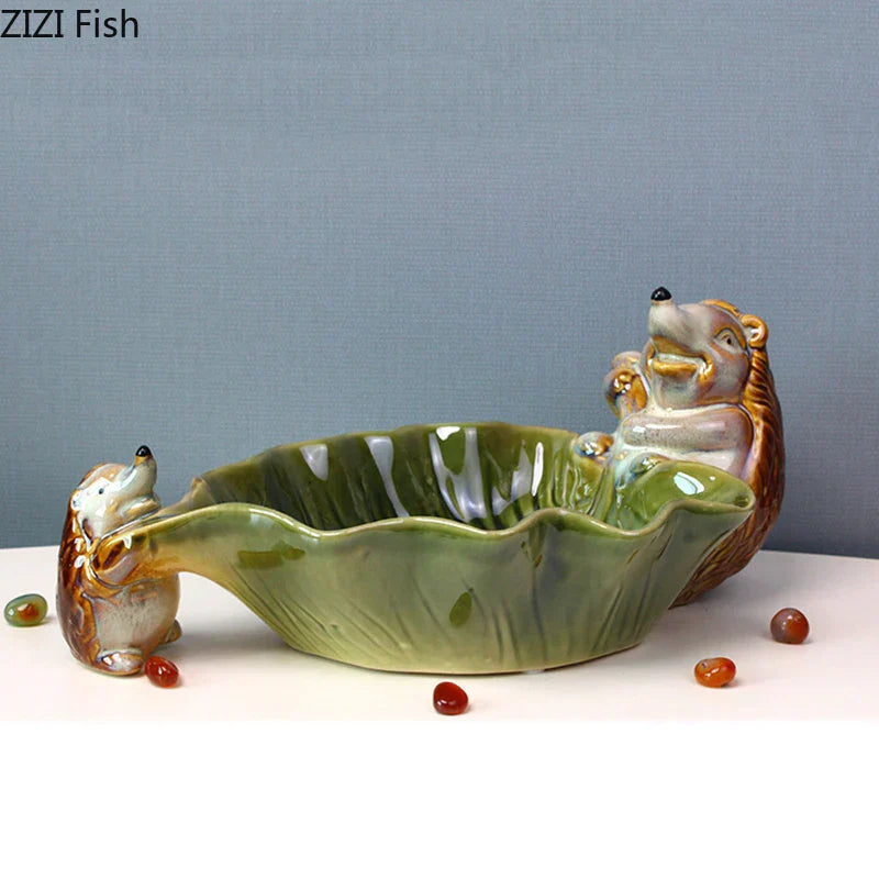 DecorBites™ Ceramic Leaf Decor Tray: Elegant Tableware, Fruit Snack Candy Storage Bowl
