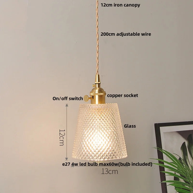 DecorBites™ Clear Glass LED Pendant Bar Kitchen Nordic Copper Dining Room Suspension