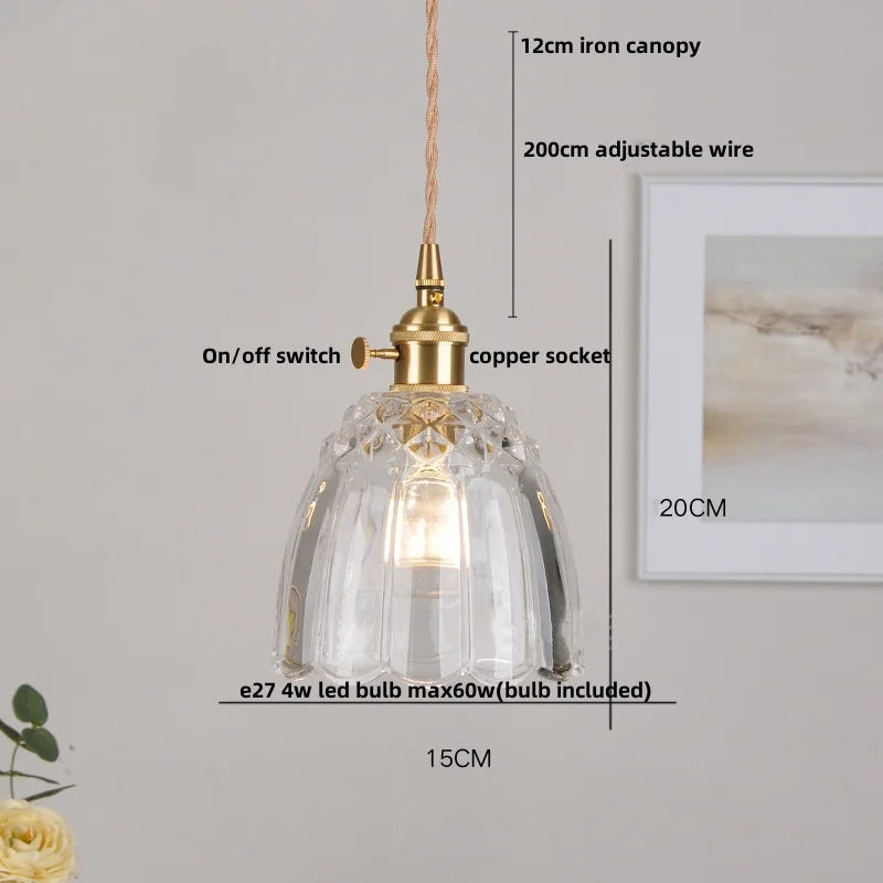 DecorBites™ Clear Glass LED Pendant Bar Kitchen Nordic Copper Dining Room Suspension