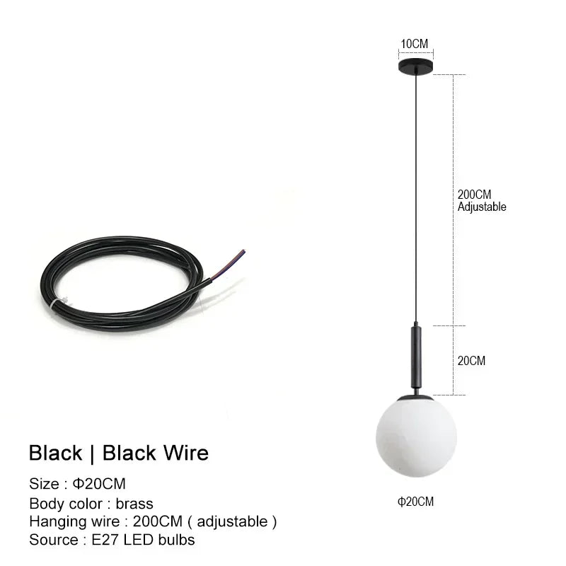 DecorBites™ Glass Ball LED Pendant Chandelier for Bedroom Dining Room Kitchen Island