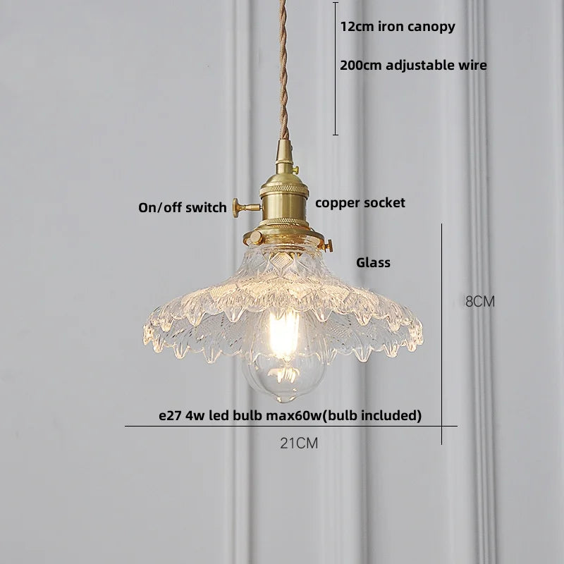 DecorBites™ Glass LED Pendant Lamp with Wood Handle - Modern Nordic Hanging Light