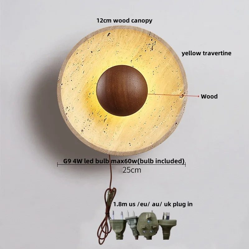 DecorBites™ LED Wall Lamp Sconce Yellow Travertine Waterproof Stair Light