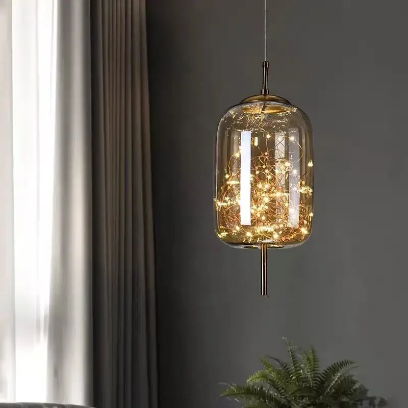 DecorBites™ Glass Pendant Lights: Modern LED Ceiling Chandelier for Bedroom & Bathroom