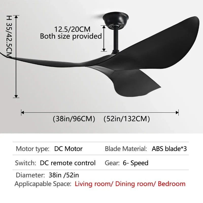DecorBites™ 52" Modern Ceiling Fan DC Remote Control Electric Fan for Home and Office