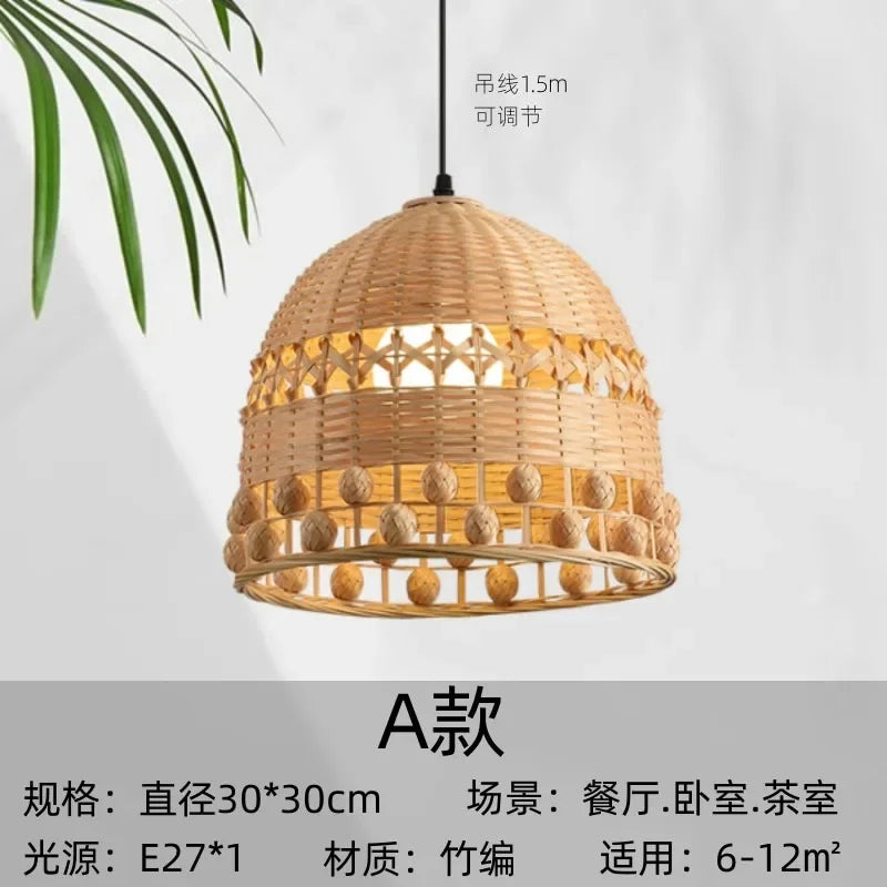 DecorBites™ Bamboo Weave Pendant Light LED E27 Modern Zen Decor Restaurant Bar Tea Room