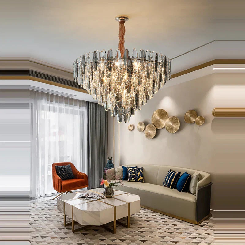DecorBites™ Gold Crystal Chandelier Lighting for Living Room