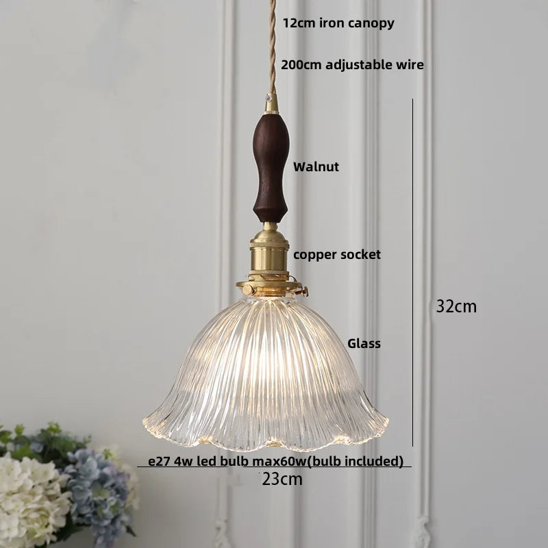 DecorBites™ Brass LED Pendant Light Fixture Clear Glass Nordic Modern Hanging Lamp