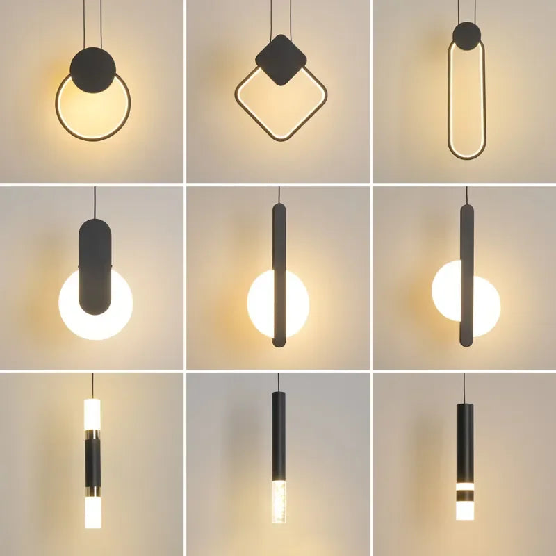 DecorBites™ Geometric LED Pendant Lights for Living Room Bedroom Kitchen, Modern Hanging Lamps for Decor