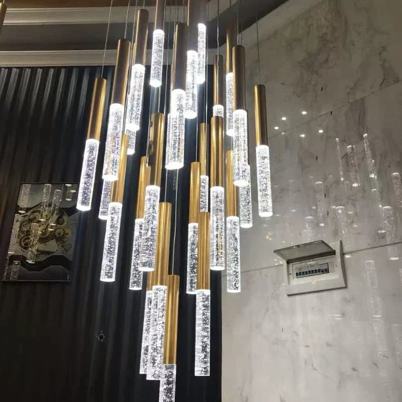 DecorBites™ Crystal Gold Chandelier for Living Room Staircase Kitchen - Modern Nordic Design