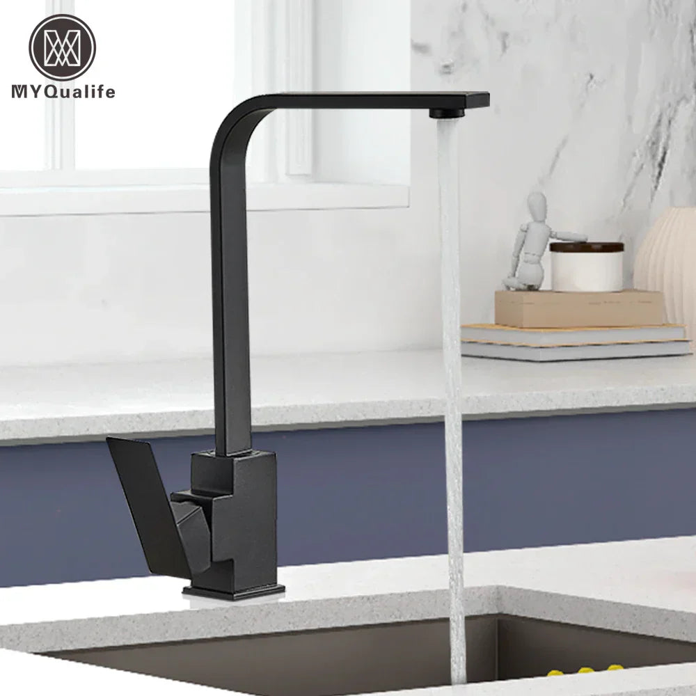 DecorBites™ Kitchen Faucet: Chrome/Gold 360° Rotation Mixer Tap, Deck Mounted Utility Sink
