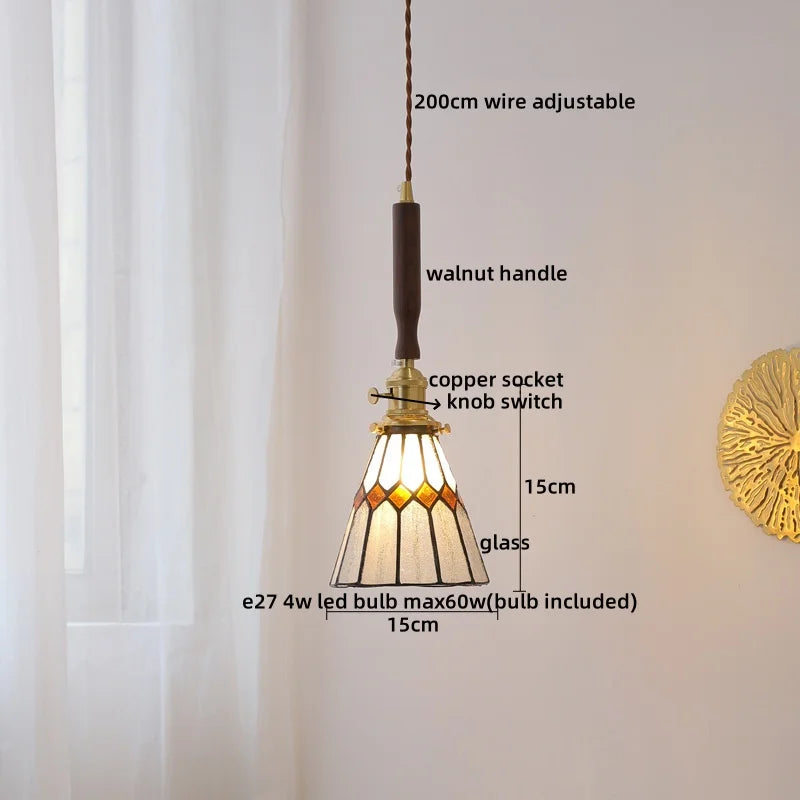 DecorBites™ Copper Ceramic LED Pendant Light with Knob Switch - 4w Bulb & Lamparas Colgante