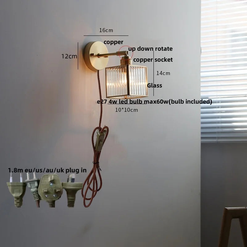 DecorBites™ Crown Glass LED Wall Lights Brass Switch Stair Fixtures