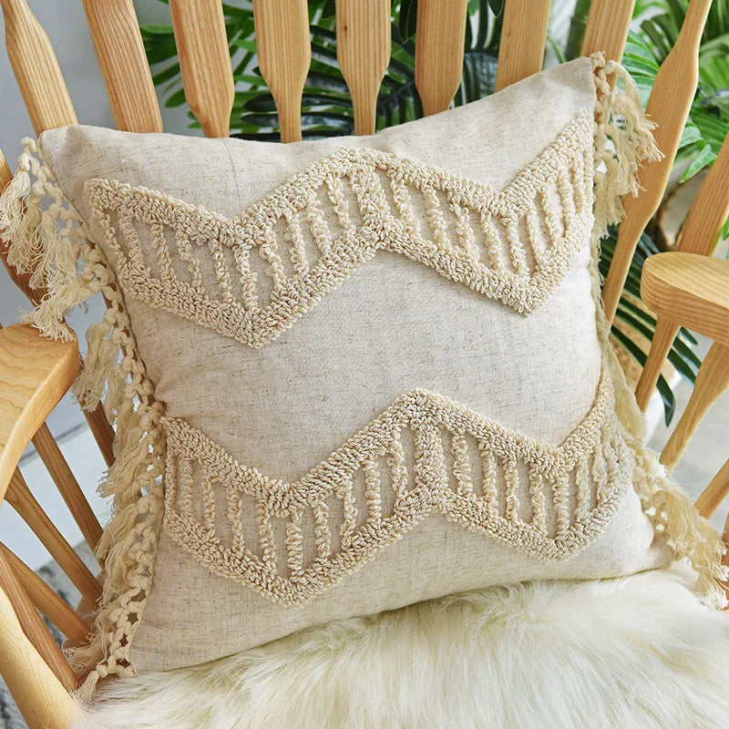 DecorBites™ Candy Boho Tufted Round Lumbar Pillow Cover Set