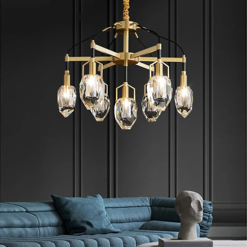 DecorBites™ Crystal Chandelier Ceiling Light Modern Design for Living Room Dining Area