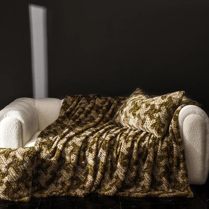 DecorBites™ Cosy Faux Rabbit Plush Blanket in Milk Velvet for Single Sofa Decoration & Napping