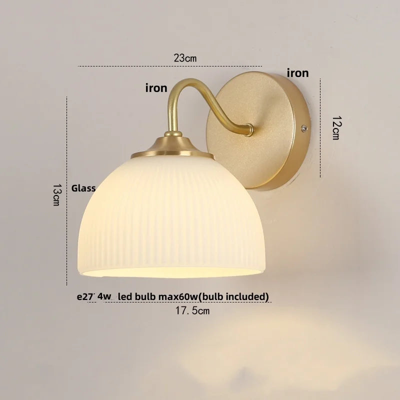 DecorBites™ Iron LED Wall Sconce Pull Chain Switch Stair Light Fixture for Study Hallway