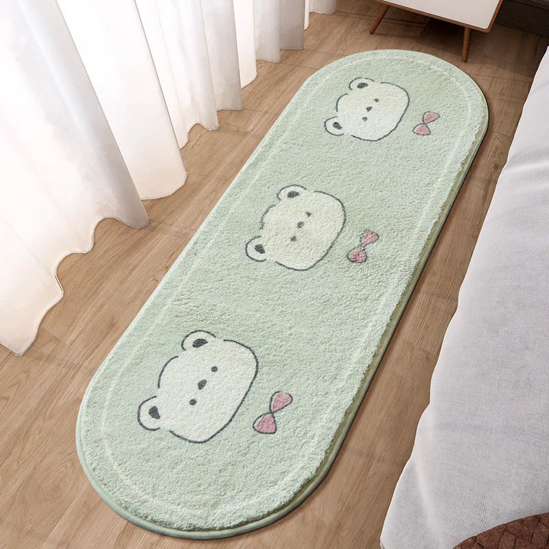 DecorBites™ Lovely Rabbit Pink Bedside Rug for Girls Children Bed Room