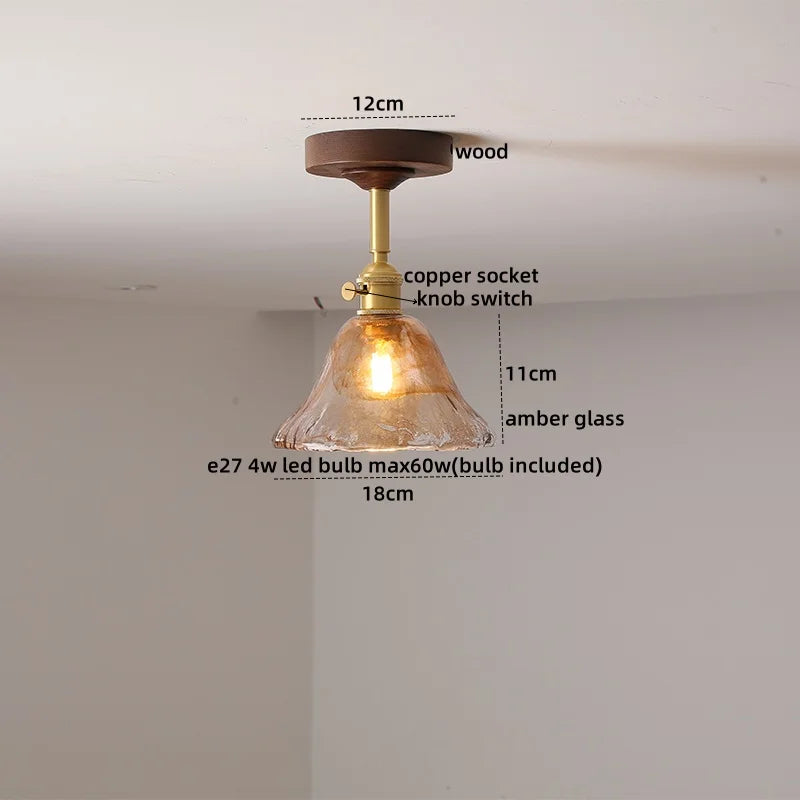 DecorBites™ LED Glass Wood Ceiling Lamp for Modern Indoor Lighting and Decoration