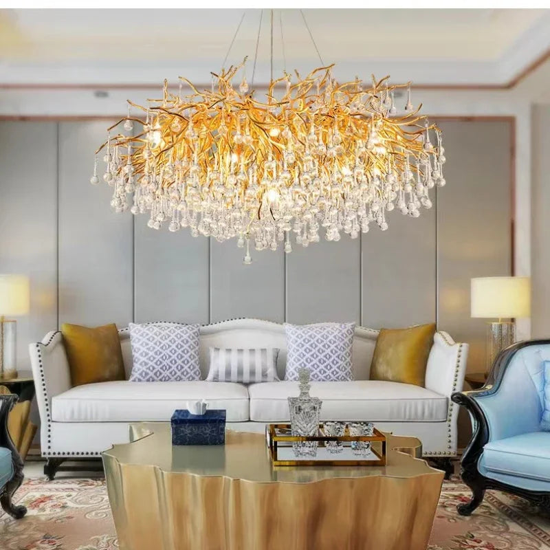 DecorBites™ Crystal Branch Chandelier | Indoor Luxury Gloss Light for Living & Dining Room