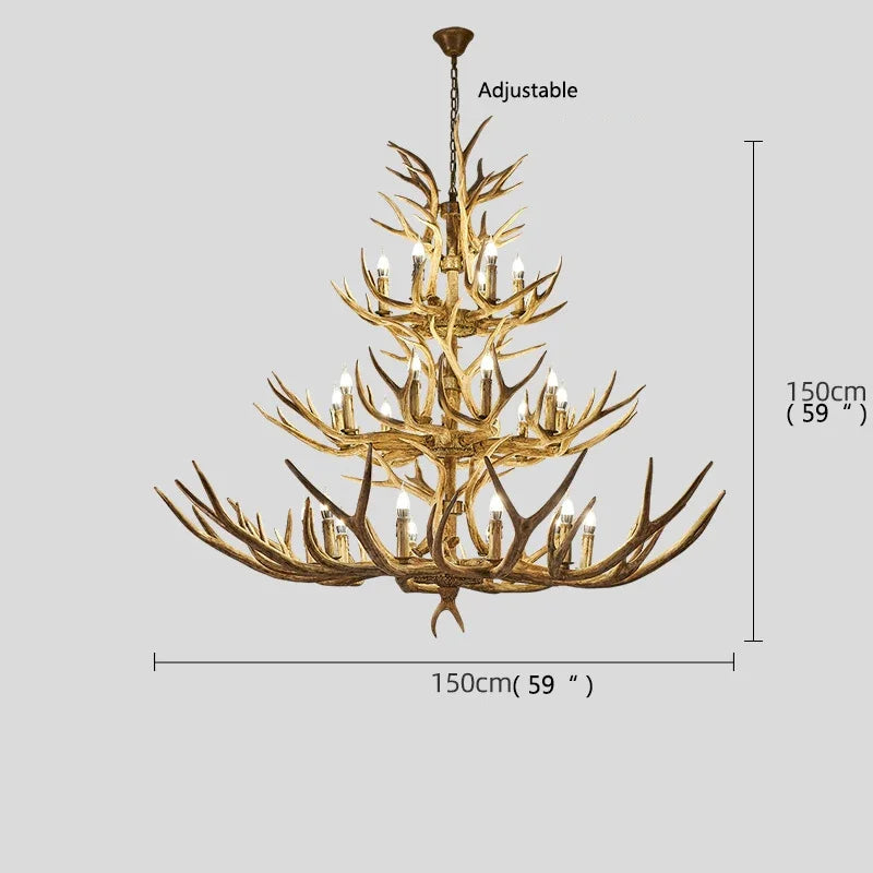 DecorBites™ Antler LED Chandeliers: Creative Retro Resin Pendant Lamps for Home & Hospitality Lighting
