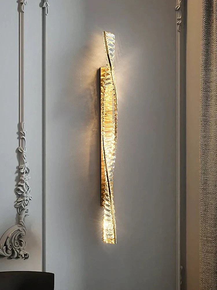 DecorBites™ Crystal LED Wall Sconce - Golden Bedroom Bathroom Living Room Mirror Decorluxury Wall Lamp