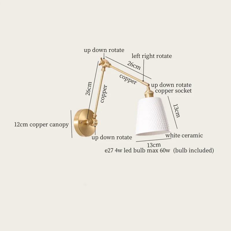 DecorBites™ Ceramic LED Wall Lamp with Pull Chain Switch for Stair, Bathroom, Living Room