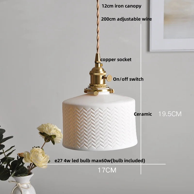 DecorBites™ LED Pendant Lamp Modern Style Home Lighting Living Room Study Bar White Flower Ceramic