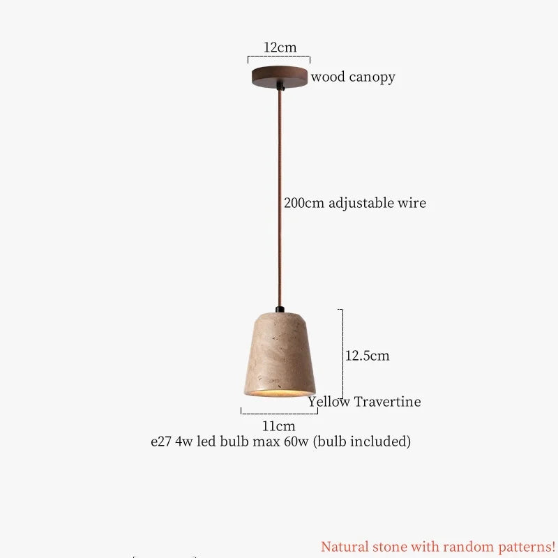 DecorBites™ Cream Glass LED Pendant Lights Modern Wood Yellow Travertine Pendant Lamp