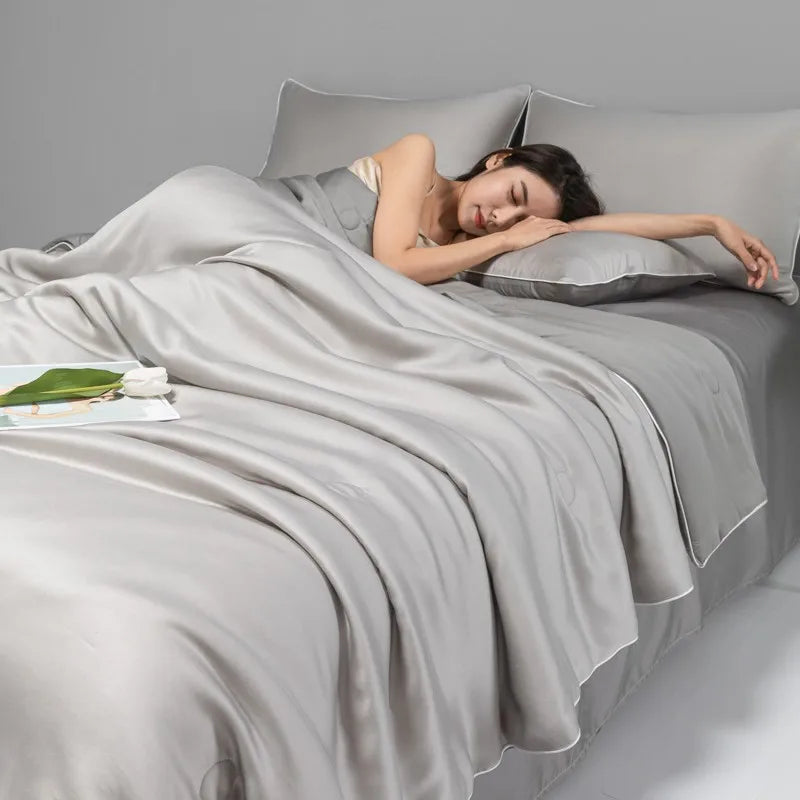 DecorBites™ Cool Ice Silk Summer Quilt Set for Single Double Beds