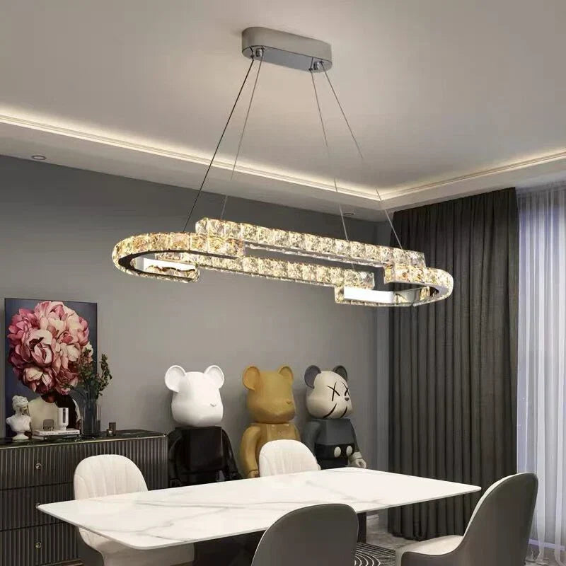 DecorBites™ Crystal Ceiling Chandelier: Modern Stainless Steel LED Indoor Lighting for Living Room & Bedroom
