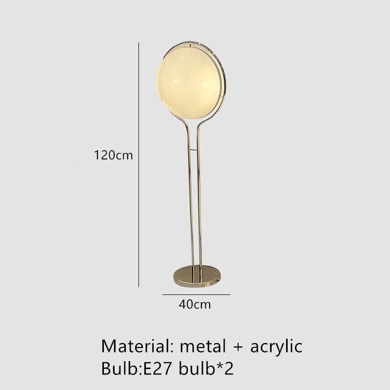 DecorBites™ LED Floor Lamp Chrome Metal Living Room Floor Light White Acrylic Ball